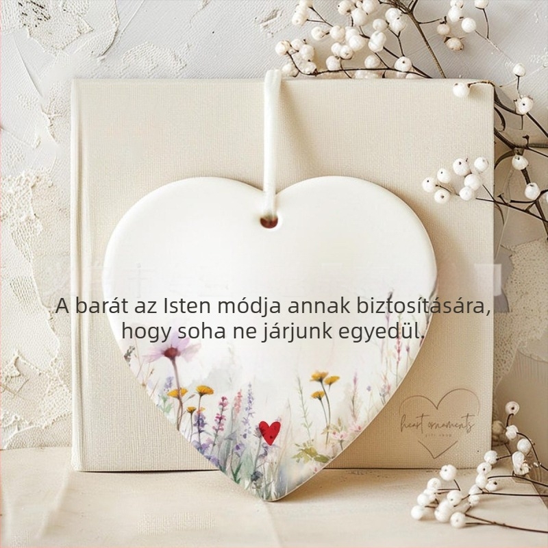 Geometriai formájú barátság-dísz fehér porcelánból