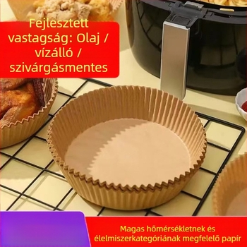 Kör alakú sütőpapír az air fryerhez, olajálló bevonattal, egyszer használható, fa rostból, 35 gsm
