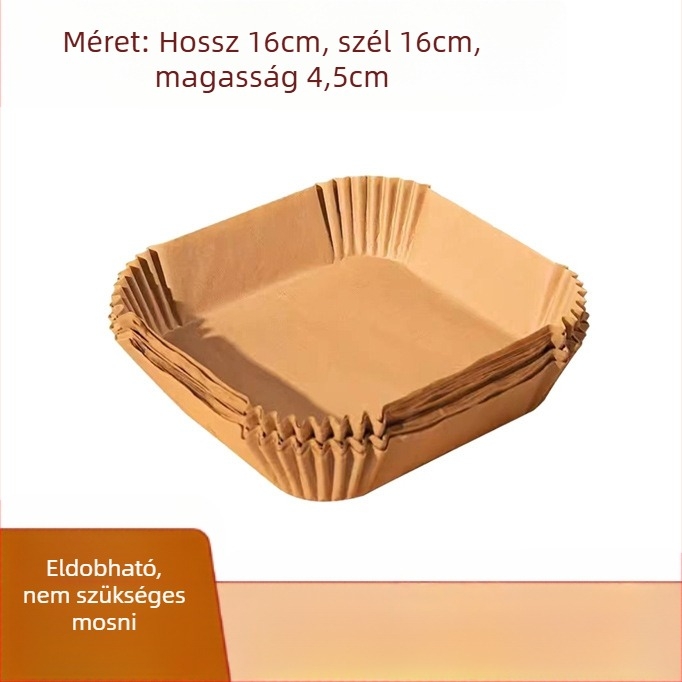 Kör alakú sütőpapír az air fryerhez, olajálló bevonattal, egyszer használható, fa rostból, 35 gsm