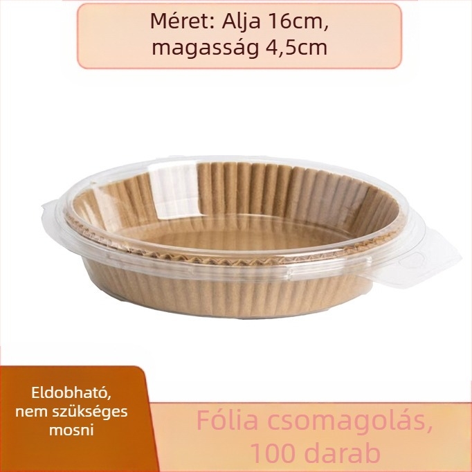Kör alakú sütőpapír az air fryerhez, olajálló bevonattal, egyszer használható, fa rostból, 35 gsm