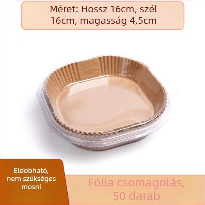 Kör alakú sütőpapír az air fryerhez, olajálló bevonattal, egyszer használható, fa rostból, 35 gsm