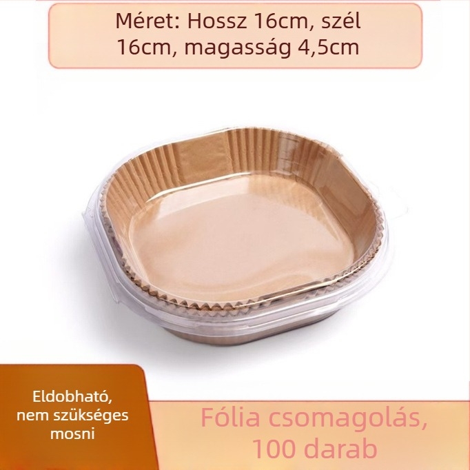 Kör alakú sütőpapír az air fryerhez, olajálló bevonattal, egyszer használható, fa rostból, 35 gsm