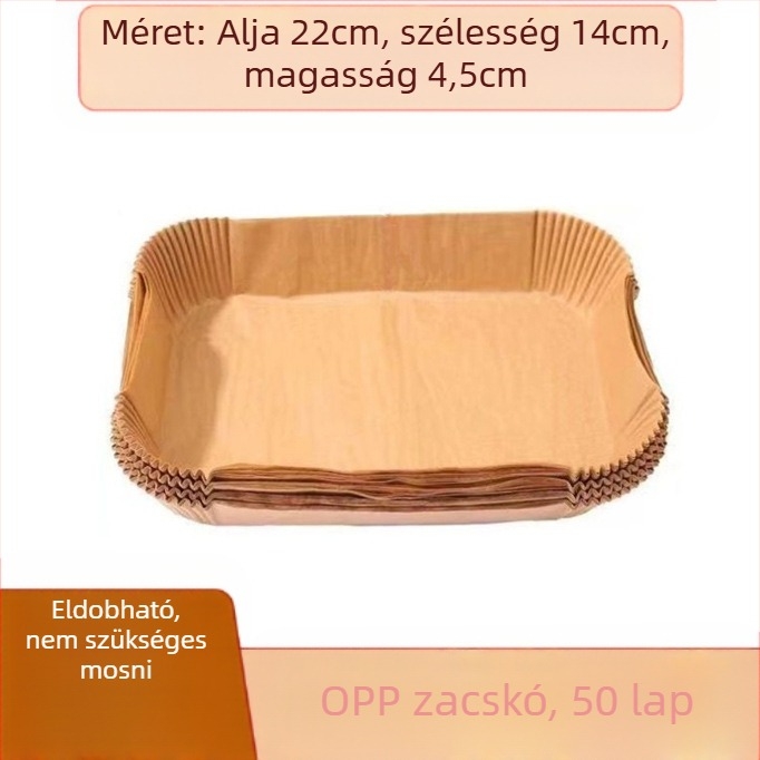 Kör alakú sütőpapír az air fryerhez, olajálló bevonattal, egyszer használható, fa rostból, 35 gsm