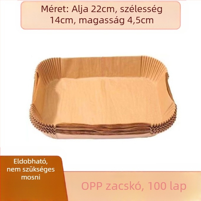 Kör alakú sütőpapír az air fryerhez, olajálló bevonattal, egyszer használható, fa rostból, 35 gsm