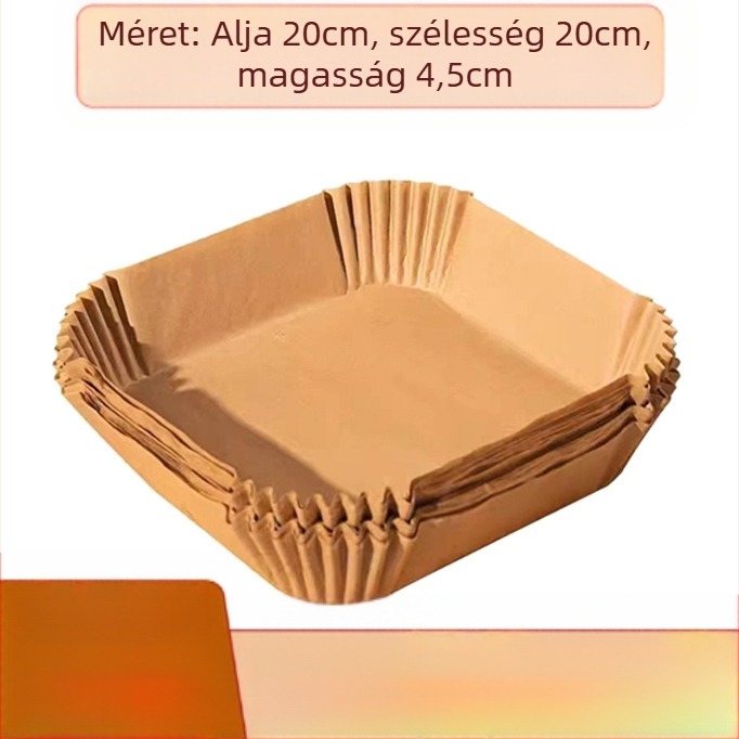 Kör alakú sütőpapír az air fryerhez, olajálló bevonattal, egyszer használható, fa rostból, 35 gsm