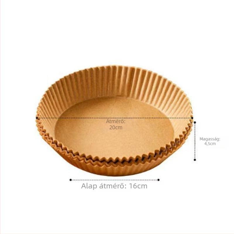 Kör alakú sütőpapír az air fryerhez, olajálló bevonattal, egyszer használható, fa rostból, 35 gsm