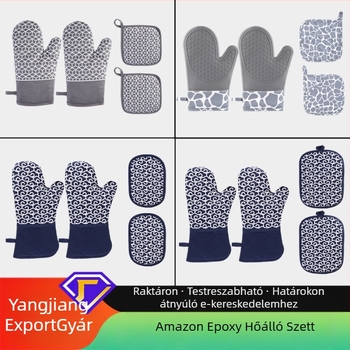Szilikon hőszigetelő kesztyű és fazék alátét készlet – anyag: szilikon-pamut, Le Chun márka, testreszabható, 2024-ben piacra kerül