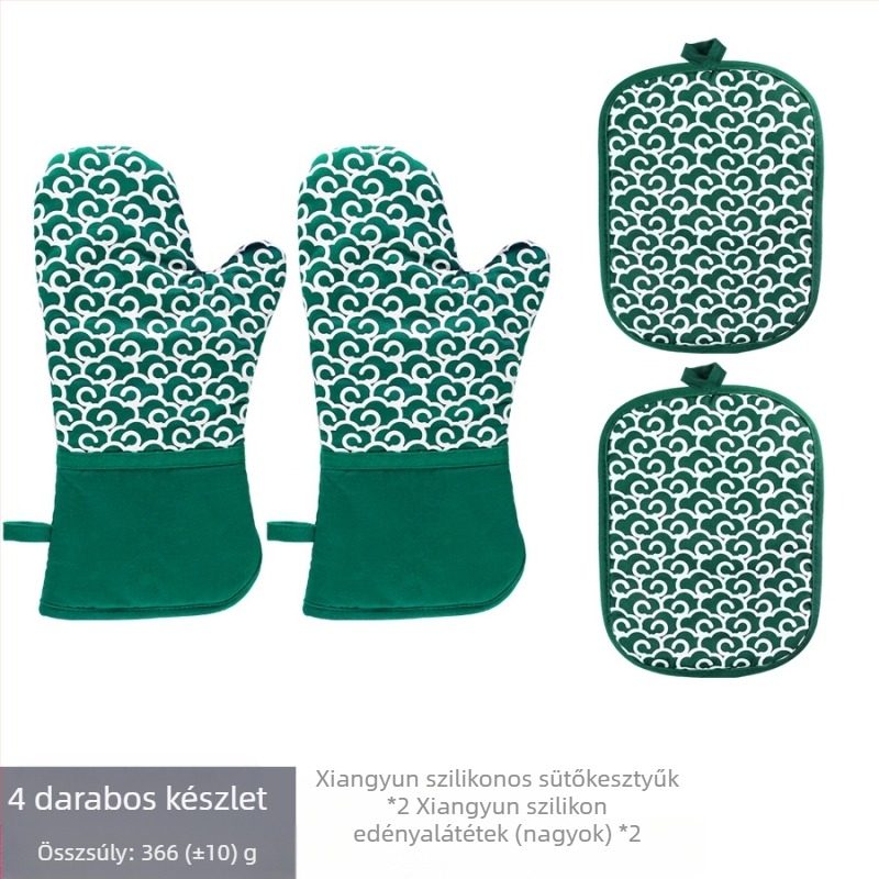 Szilikon hőszigetelő kesztyű és fazék alátét készlet – anyag: szilikon-pamut, Le Chun márka, testreszabható, 2024-ben piacra kerül