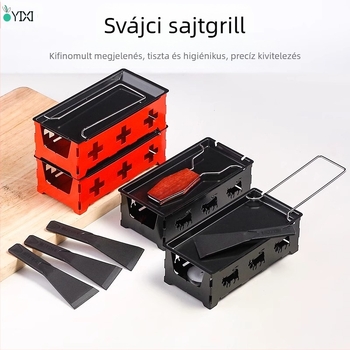 Hordozható sajtgrill szénacélból, mini nem tapadó tepsivel és gyertyatartóval, kempingezéshez