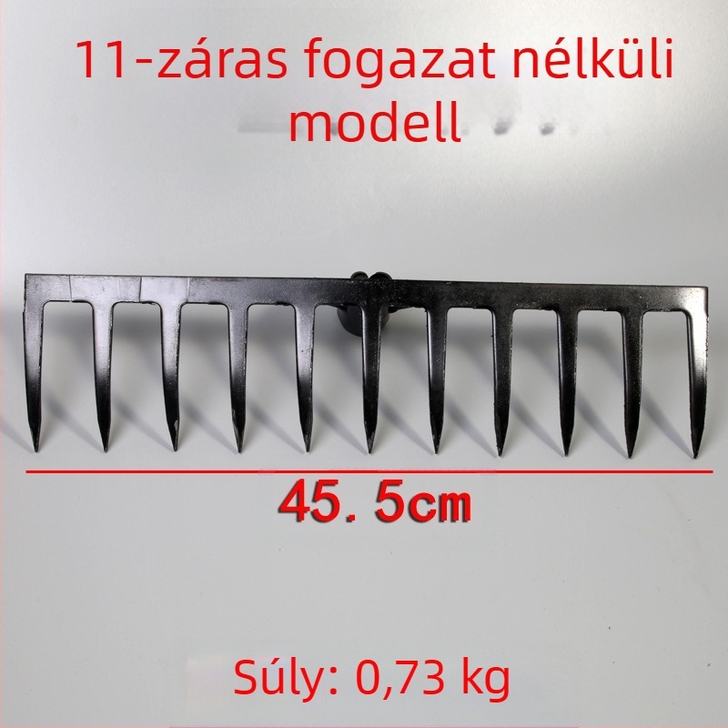 Mangán acél kertigreblé 9 és 5 fogú, talaj fellazítására és gyomirtásra, háztartási használatra
