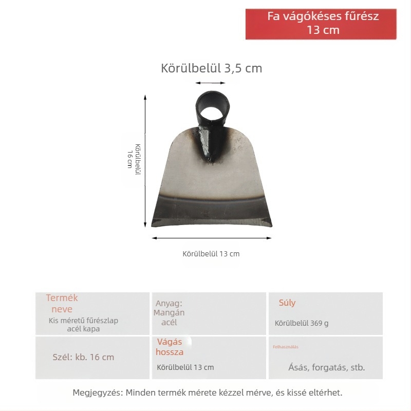 Mangán acél kerti kapa megerősített fejjel, alkalmas ásásra, gyomlálásra és talajkeverésre