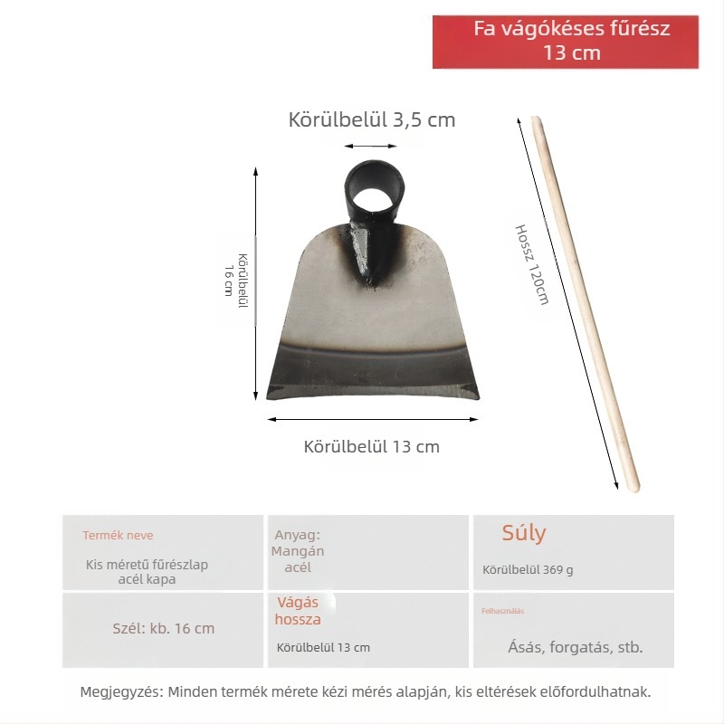 Mangán acél kerti kapa megerősített fejjel, alkalmas ásásra, gyomlálásra és talajkeverésre