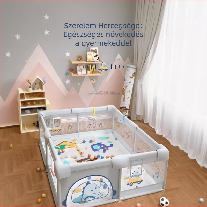 Összecsukható babatorna játszómattal kerítéssel - beltéri használatra, textil anyag, 0-2 éveseknek