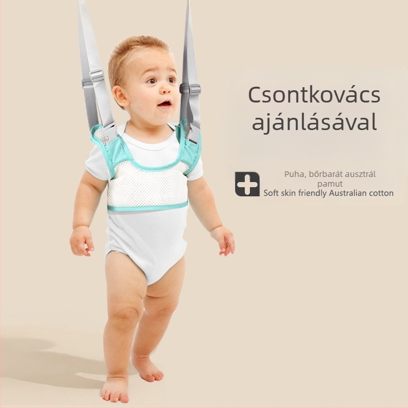 Baba járóöv - légáteresztő poliészter, segíti a járás tanulását, deréktámasz és esés elleni kötél, 7–36 hónapos korig