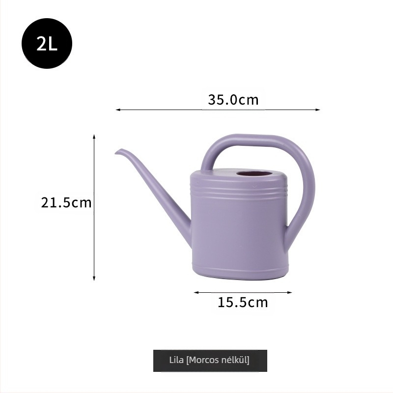 Kerti öntöző kanna – Mo-cho, PE test, PP kiömlő, 410 rozsdamentes acél fej, hosszú szájú