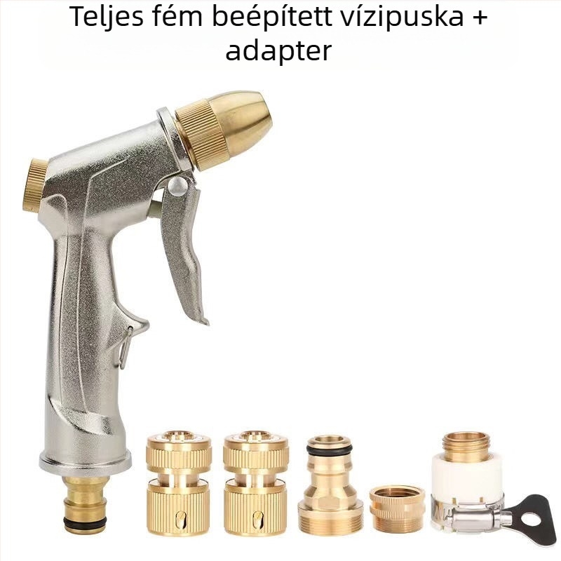 Nagynyomású autómosó pisztoly ötvözetből készült, többfunkciós kefés fúvóka, öntöző tömlő készlet