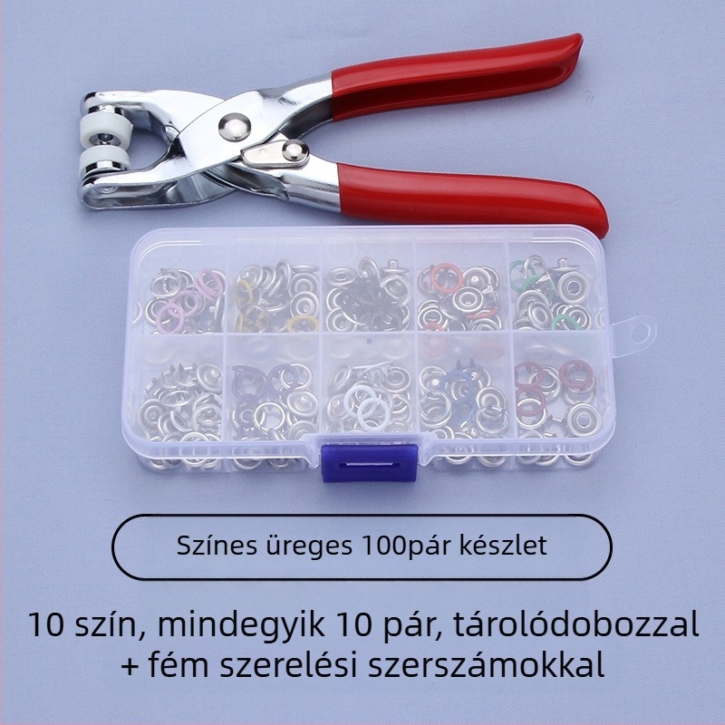 Rozsdamentes acél ötágú csat – gombkészlet snap, mandzsetta és rejtett gombokkal ruházathoz