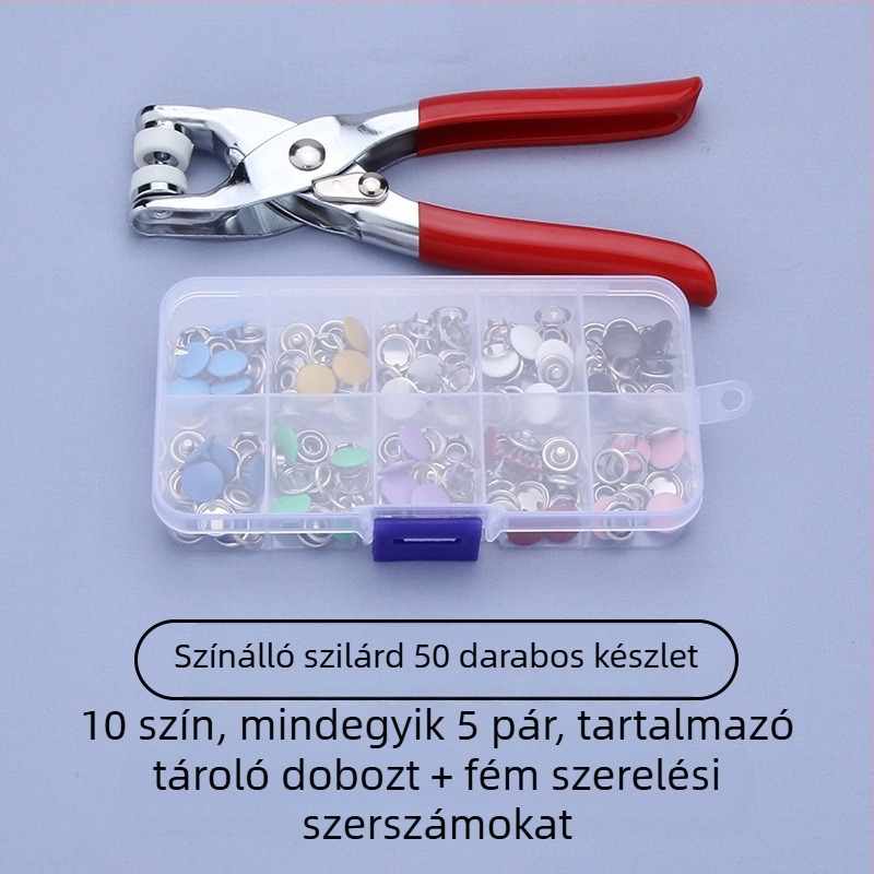 Rozsdamentes acél ötágú csat – gombkészlet snap, mandzsetta és rejtett gombokkal ruházathoz