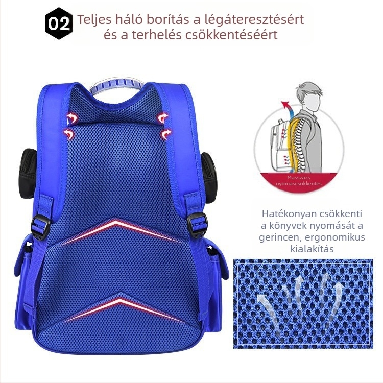 3D iskolai hátizsák 1–2. osztályos tanulóknak, autó mintás, nagy kapacitású, nylon anyag