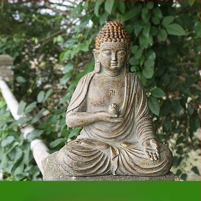 Buddha szobor Zen ihletésével, modern kínai dizájn, környezetbarát gyanta, faragás