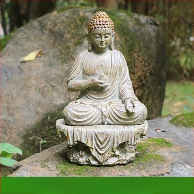 Buddha szobor Zen ihletésével, modern kínai dizájn, környezetbarát gyanta, faragás