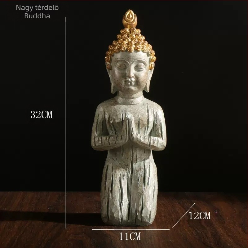 Buddha szobor Zen ihletésével, modern kínai dizájn, környezetbarát gyanta, faragás