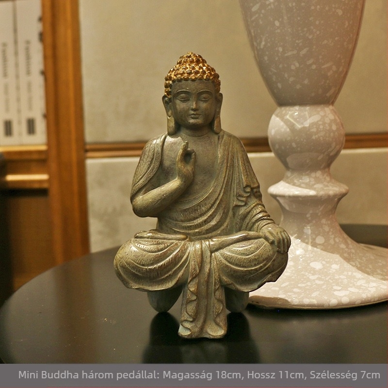 Buddha szobor Zen ihletésével, modern kínai dizájn, környezetbarát gyanta, faragás