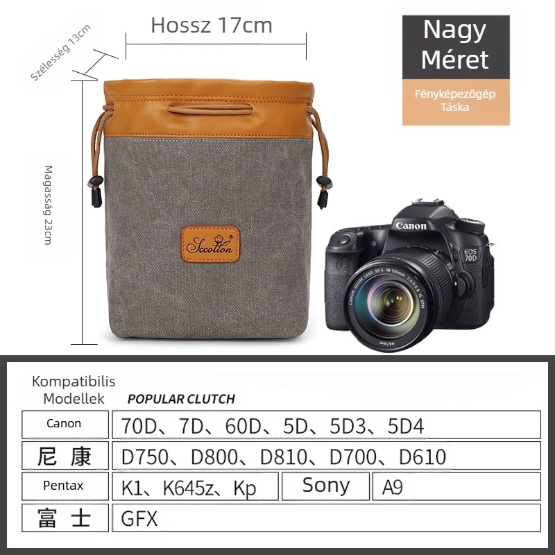 Fényképezőgép táska - Seven-Color Cotton, modell K-76, vászon, Canon/Nikon kompatibilis, kézitáska stílusú