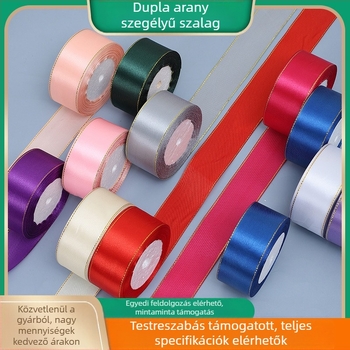 Szalag - Kétszín aranyszegélyes, többszínű ajándékcsomagoló szalag - Jinghui, alkalmas hajdíszekhez, dekorációhoz, ruházathoz, DIY projektekhez