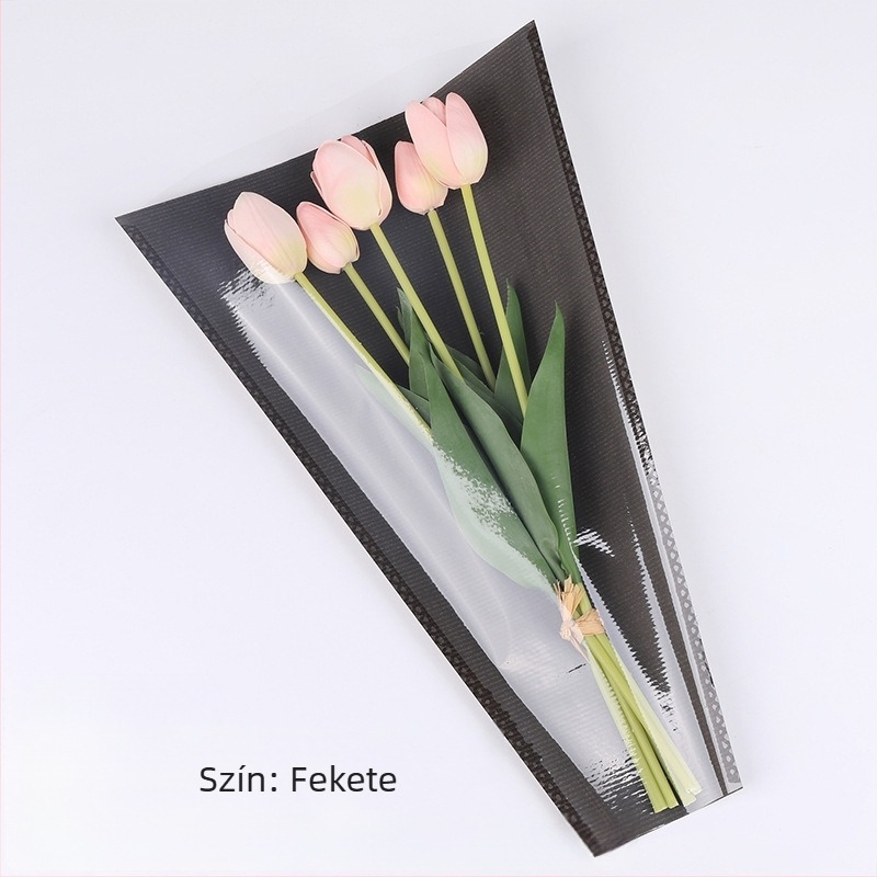 Kraft papírból készült virágcsokor csomagoló taska, vízálló, tintás nyomtatás, opp zacskós csomagolás