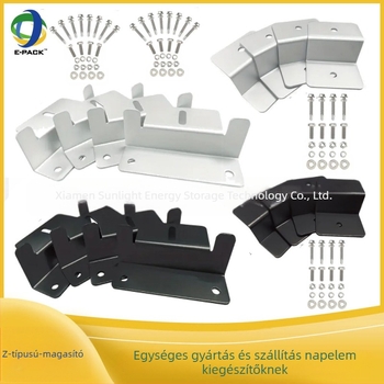 E-Pack Z tartó napelemes panelekhez – alumínium ötvözetből, nagy és kis Z típusú tartók, készlet 4 vagy 8 darab