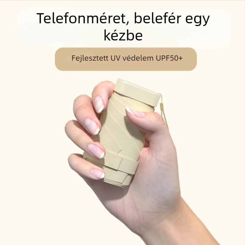 Kapszula napernyő, kompakt és könnyű, 6-ágú acél váz, poliészter 190T, UPF50+, kézi nyitás