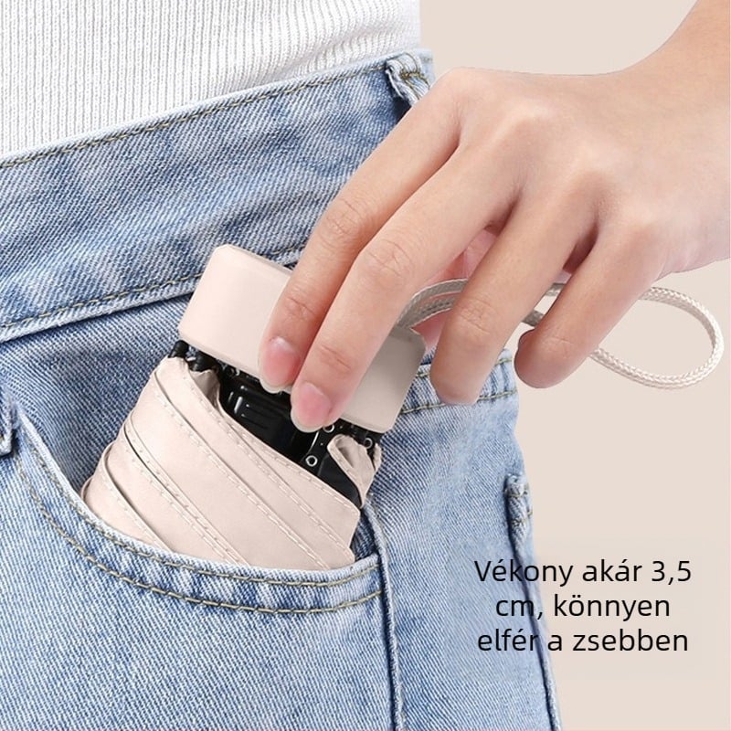 Kapszula napernyő, kompakt és könnyű, 6-ágú acél váz, poliészter 190T, UPF50+, kézi nyitás