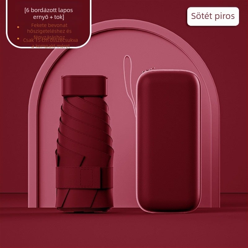 Kapszula napernyő, kompakt és könnyű, 6-ágú acél váz, poliészter 190T, UPF50+, kézi nyitás