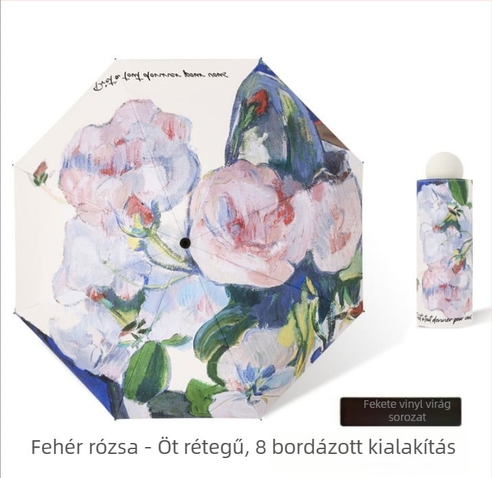 Napernyő 8 bordás vasváz, fa tengely és fogantyú, poliészter 190T borítás, UPF50+, kézi nyitás-zárás