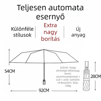 8-ágú szélálló, háromrészes automata napernyő egyedi logóval, 210T vászon