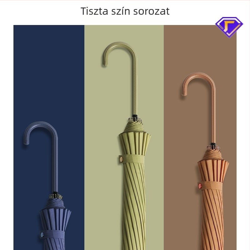Hosszú nyelű esernyő, 16 bordával, szélálló, 210T anyag, kézi nyitás