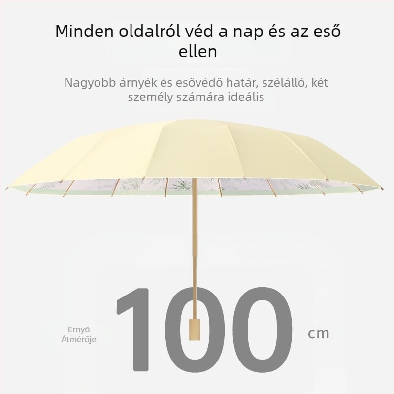 Napernyő 16 bordával, kézi nyitás, UPF50+ UV-védelem, ötvözet bordák, keményfa nyél