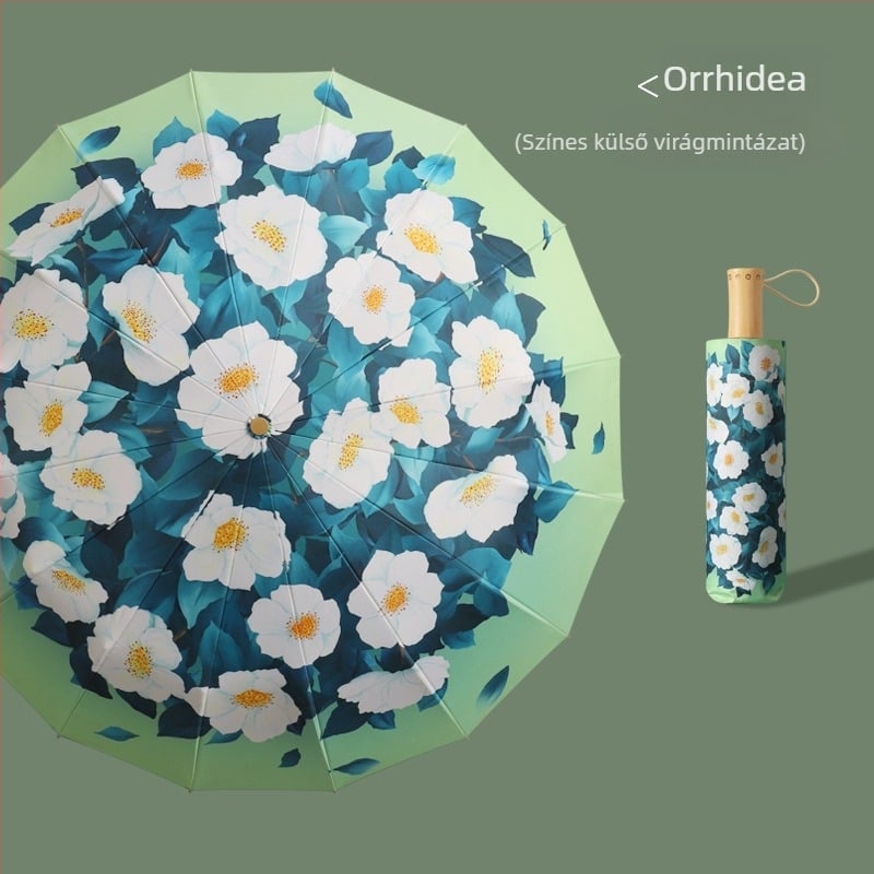 Napernyő 16 bordával, kézi nyitás, UPF50+ UV-védelem, ötvözet bordák, keményfa nyél