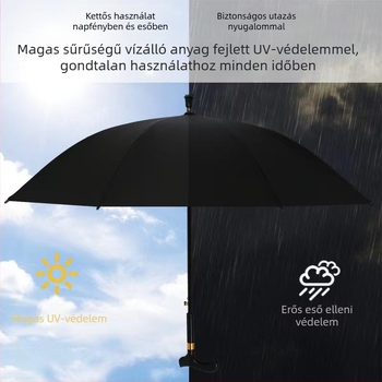 Hosszú fogantyújú sétálóbot-stílusú esernyő, 8 küllős vasváz, vasnyél és vas fogantyú, 210T vászon, UV-védelem UPF > 40