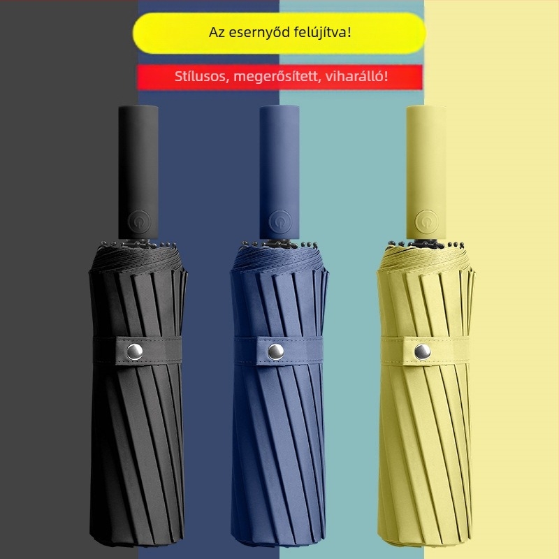 Napernyő 16 bordával, automata nyitás, UPF > 50, vas rúd, műanyag fogantyú