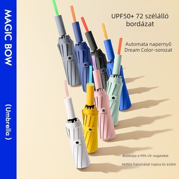 12-ramens automata összehajtható napernyő, 210t anyag, UPF 50+, háromrészes kivitel, rostos bordák