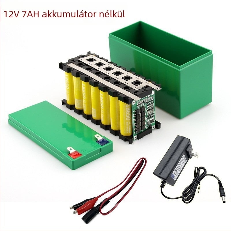 18650 akkumulátor-doboz UPS-inverterrel, 12V 7Ah lítium akkumulátor, 3S40A védőpanel kiegyensúlyozóval