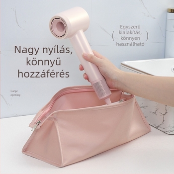 Hajszárító tároló táska – falra szerelhető, fúrásmentes, kocka alakú átlátszó hálószervező utazáshoz, smink és kozmetikumok számára