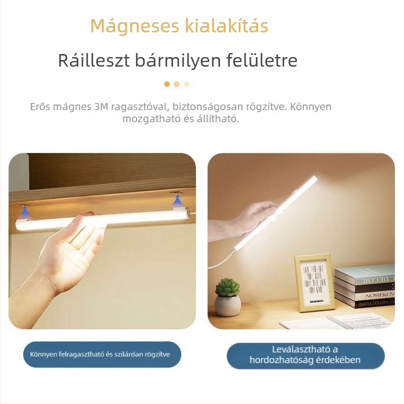 Tanulmányi asztali lámpa USB-s tápegységgel, gombos kapcsolóval, PC anyagból, állítható fényerő, modern minimalist stílus