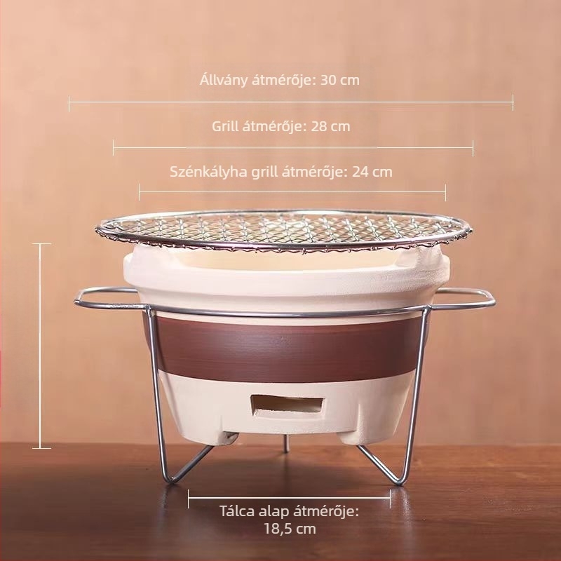 Kerámiás teáskészlet szénfűtéses teafőzővel – kemping teáskészlet nyílt lánghoz, hordozható, hőálló, 6–10 főre elegendő, testreszabás elérhető