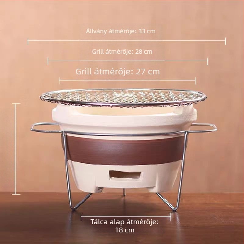 Kerámiás teáskészlet szénfűtéses teafőzővel – kemping teáskészlet nyílt lánghoz, hordozható, hőálló, 6–10 főre elegendő, testreszabás elérhető