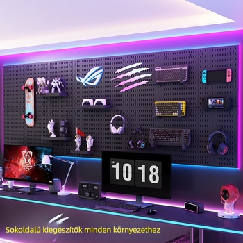 Műanyagból készült lyukacsos falipanel kampókkal – fúrás nélküli szerelés, 1 réteg, többfunkciós tárolás, 20 darabos csomag