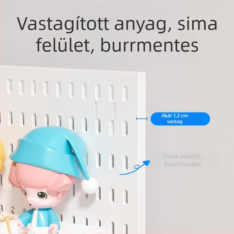 Műanyagból készült lyukacsos falipanel kampókkal – fúrás nélküli szerelés, 1 réteg, többfunkciós tárolás, 20 darabos csomag