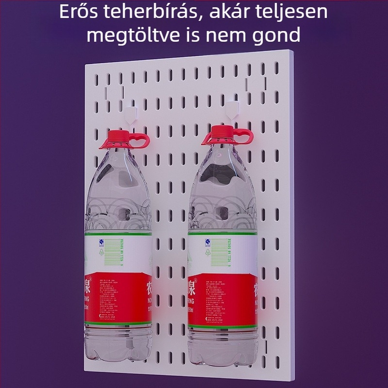 Műanyagból készült lyukacsos falipanel kampókkal – fúrás nélküli szerelés, 1 réteg, többfunkciós tárolás, 20 darabos csomag